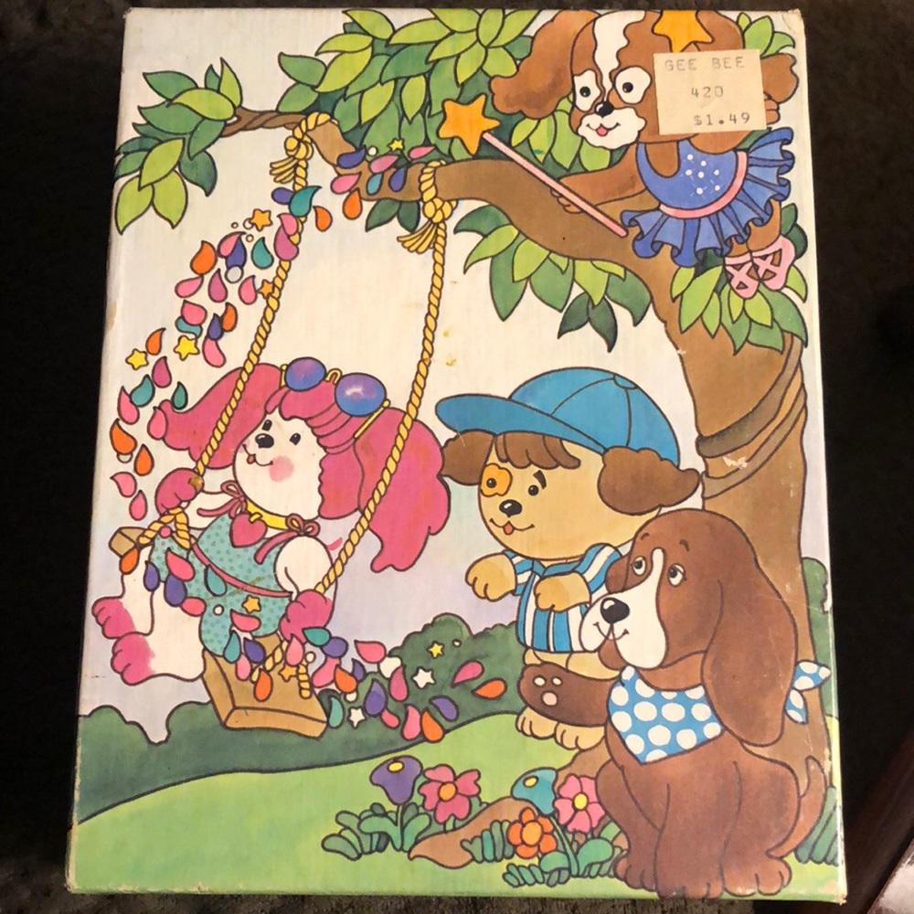 1983 Poochie Golden Puzzle 25pc Swing Time Tree Fairy Puppy Dogs Complete